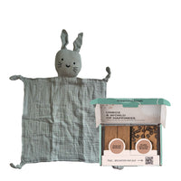 Voordeelcadeau: Hydrofiele knuffel konijn Grijsblauw & Brownies