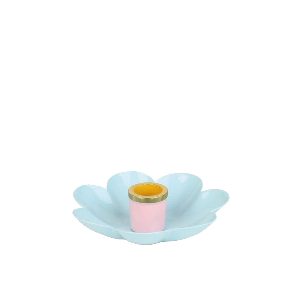 blauwe bloemen kaarshouder op witte achtergrond