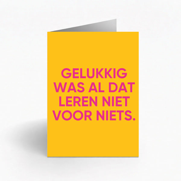 GELUKKIG WAS AL DAT LEREN NIET VOOR NIETS.