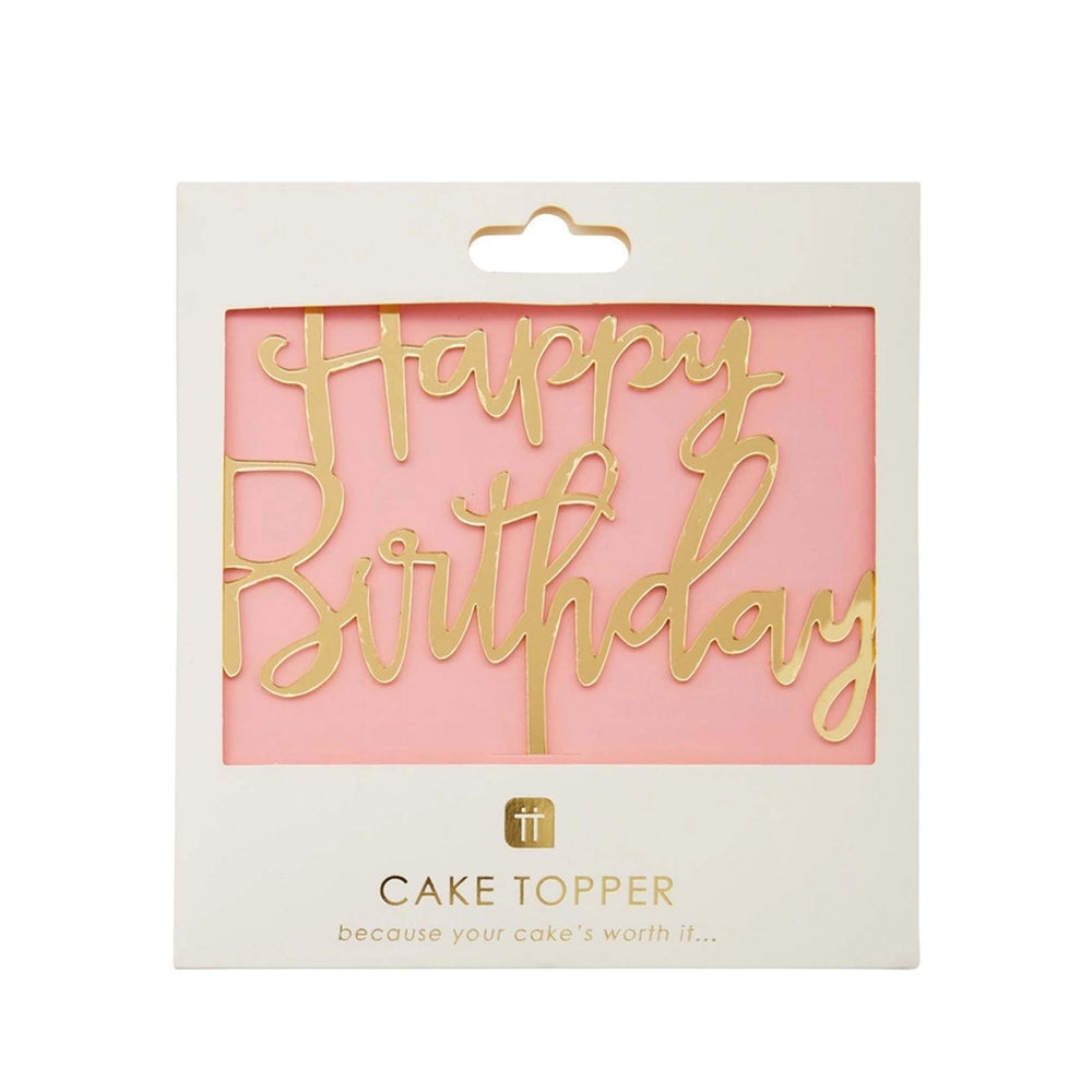 Happy Birthday Taarttopper - roze verpakking