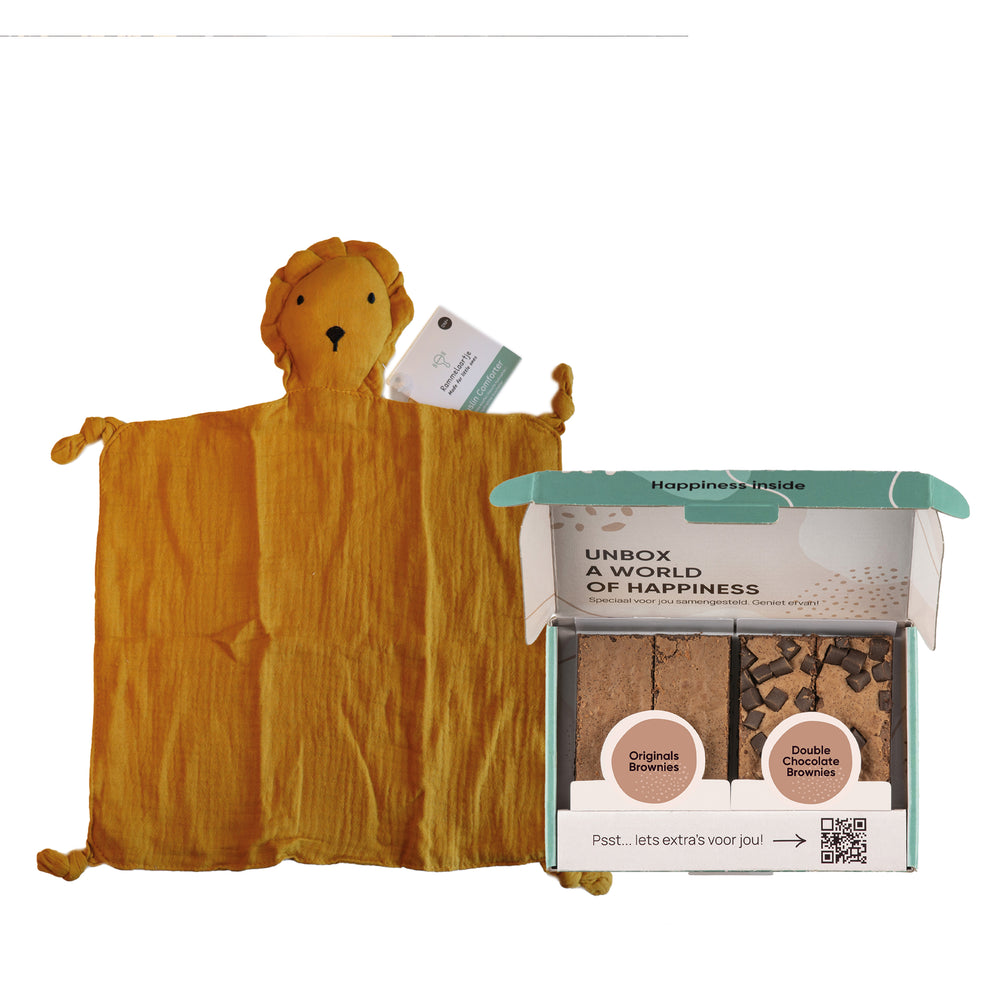 Hydrofiele knuffel leeuw Okergeel & Brownies