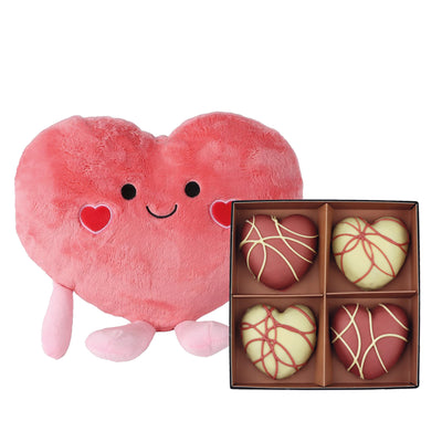 Hartjes knuffel met een box met 4 Brownie Hearts