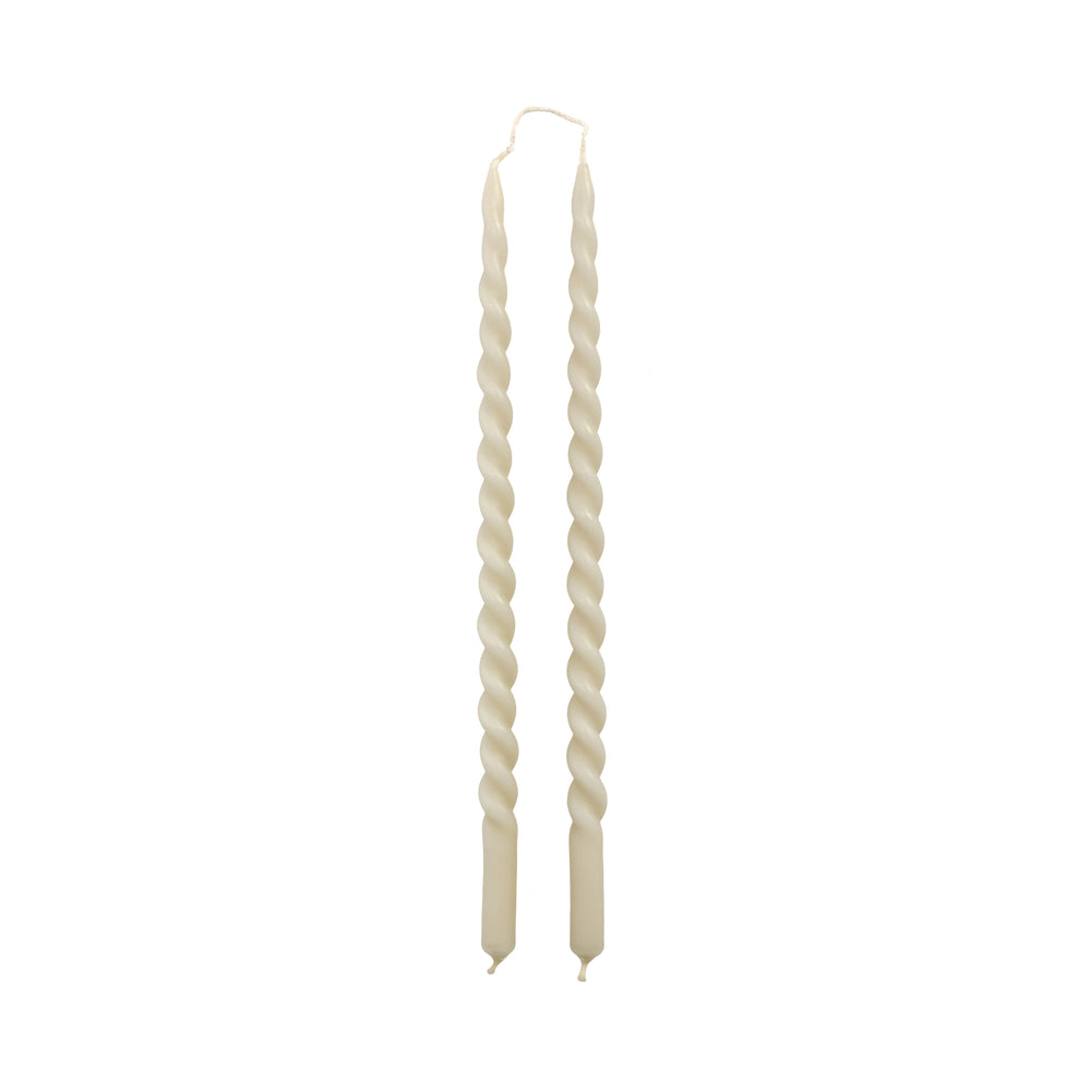 Dunne swirl kaarsen | Lichtgrijs 2 stuks