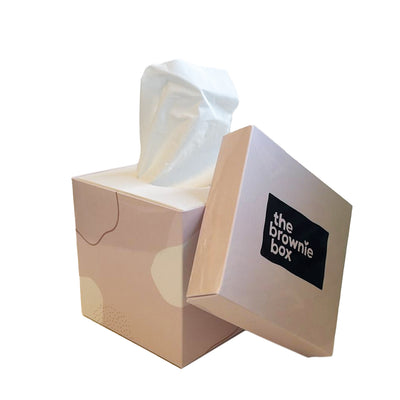 Tissuebox The Brownie Box op witte achtergrond