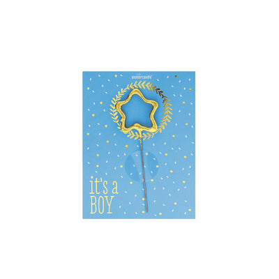 WOndercandle it's a boy op witte achtergrond