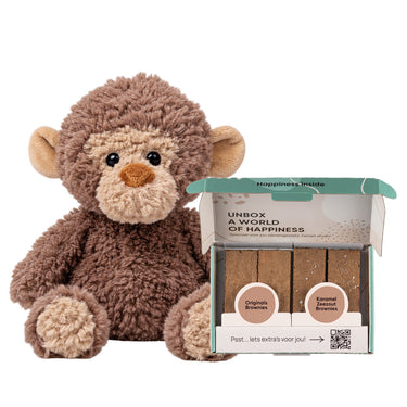 Cadeaupakket: Brownies & knuffel aapje
