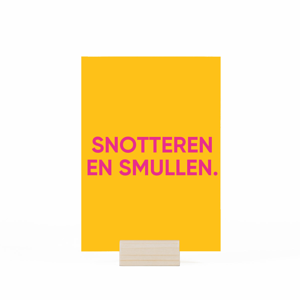 snotten en smullen kaartje in houder op witte achtergrond