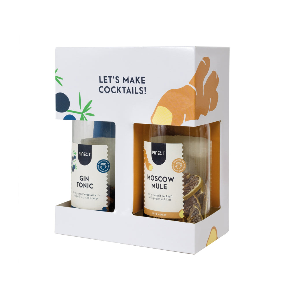 cocktail pakket in doos met witte achtergrond.
