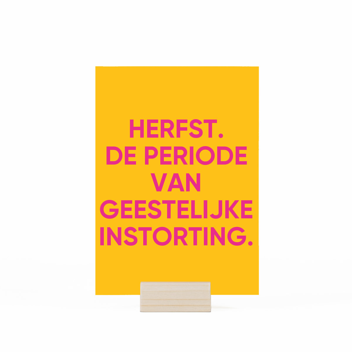 Kaartje herfst. de periode van geestelijke instorting met houdertje op witte achtergrond