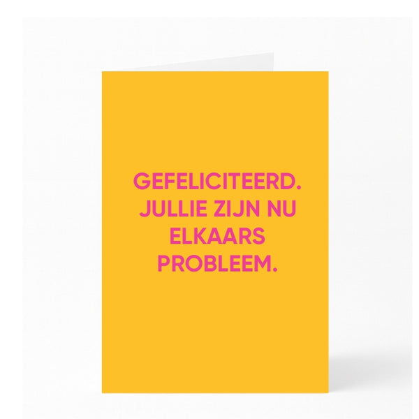 GEFELICITEERD. JULLIE ZIJN NU ELKAARS PROBLEEM.
