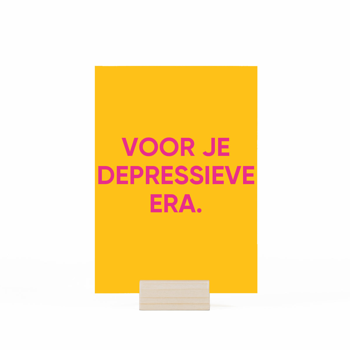 kaartje in je depressieve era in houder op witte achtergrond