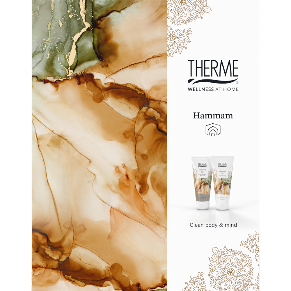 Hammam pakket therme op witte achtergrond.