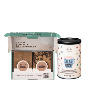 Cadeaupakket: Brownies & Warme chocomelk Karamel zeezout